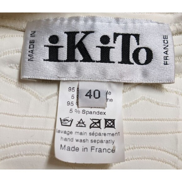 iKiTo Ivory Stretch Bodycon Short Sleeve Square Neck Dress Made In France 40/8 - Picture 7 of 8